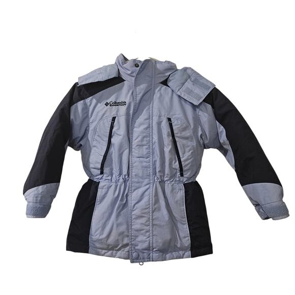 Columbia Girls Down Winter Coat Jacket 6X Purple ‎ Removable Hood Elastic Waist - Picture 1 of 6